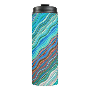 Vintage Abstract Waves Pattern   Thermal Tumbler