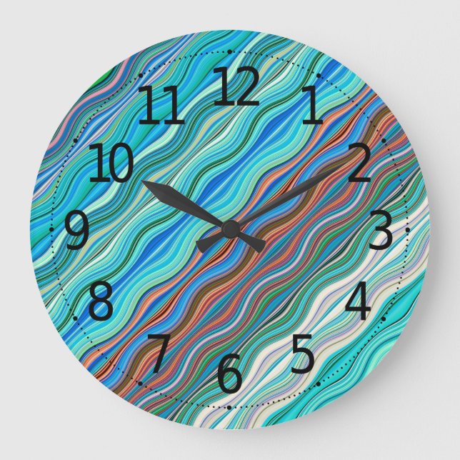 Vintage Abstract Waves Pattern | Wall Clock (Front)