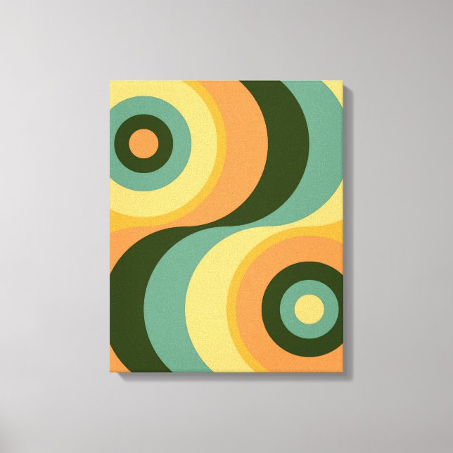 Vintage Abstract Wavy Colourful Rainbow Squares Canvas Print (Front)