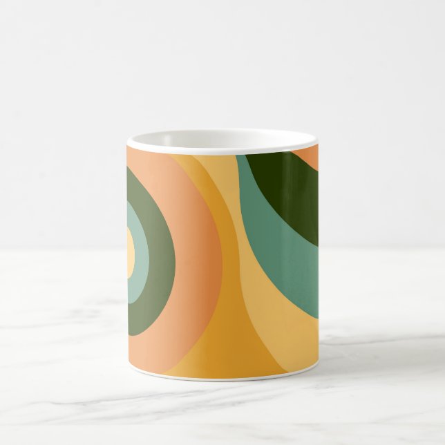 Vintage Abstract Wavy Colourful Rainbow Squares Coffee Mug (Center)