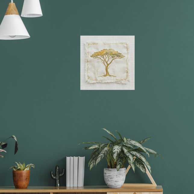 Vintage Acacia Tree Landscape Poster (Living Room 1)
