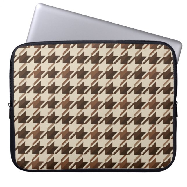 Vintage Academia Brown Houndstooth  Laptop Sleeve (Front)