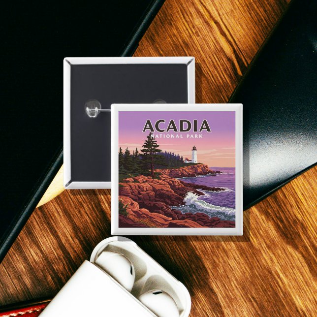 Vintage Acadia National Park 15 Cm Square Badge (Creator Uploaded)