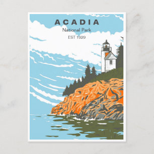 Vintage Acadia National Park Bar Harbour Lighthous Postcard