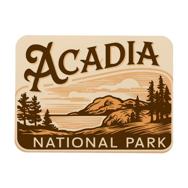 Vintage Acadia National Park Bar Harbour Magnet (Horizontal)