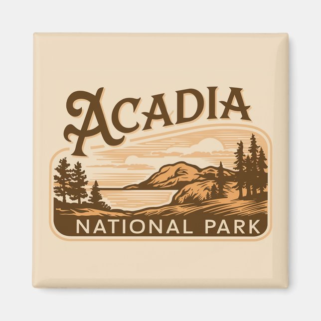 Vintage Acadia National Park Bar Harbour  Magnet (Front)