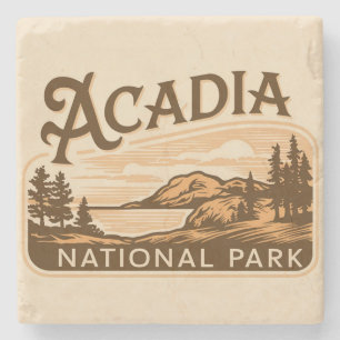 Vintage Acadia National Park Bar Harbour Stone Coaster