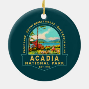 VINTAGE ACADIA NATIONAL PARK KEEPSAKE HOLIDAY CERAMIC TREE DECORATION