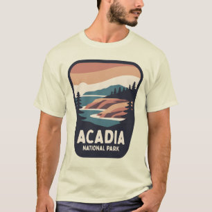 Vintage Acadia National Park Maine Coastal Badge D T-Shirt
