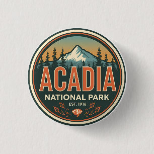 Vintage Acadia National park outdoor nature gifts 3 Cm Round Badge