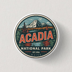Vintage Acadia National park outdoor nature gifts 3 Cm Round Badge