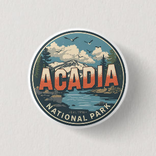 Vintage Acadia National park outdoor nature gifts 3 Cm Round Badge