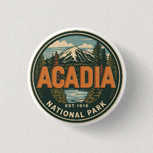 Vintage Acadia National park outdoor nature gifts 3 Cm Round Badge