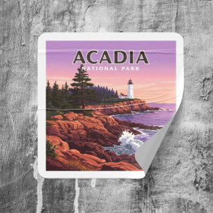 Vintage Acadia National Park Square Sticker