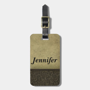 Vintage Acanthus Leaves Monogram Luggage Tag