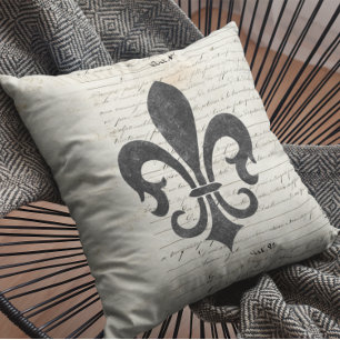Vintage Accents French Ephemera Fleur De Lis Cushion