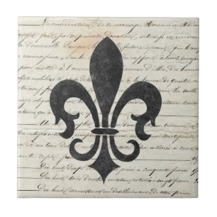 Vintage Accents French Ephemera Fleur De Lis Tile