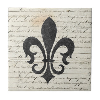 Vintage Accents French Ephemera Fleur De Lis Tile