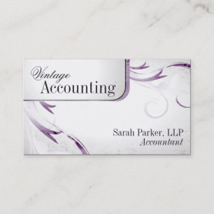 Vintage Accounting Bookkeeping Swirl Business Card