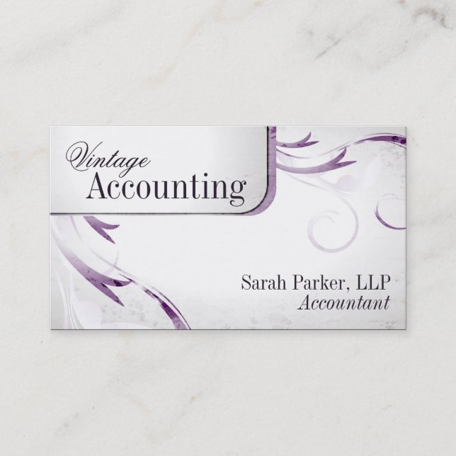 Vintage Accounting Bookkeeping Swirl Business Card (Front)