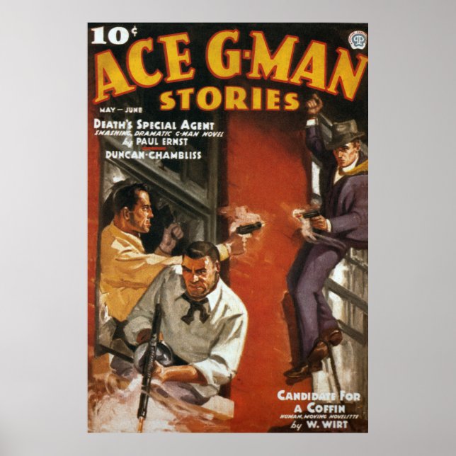 Vintage Ace G-Man Pulp Magazine Cover Poster (Front)