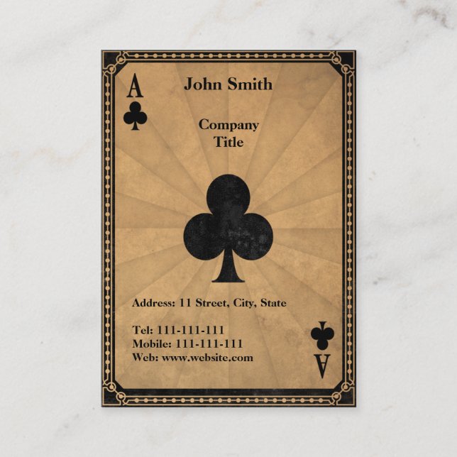 Vintage Ace of Clubs Business Card (Front)