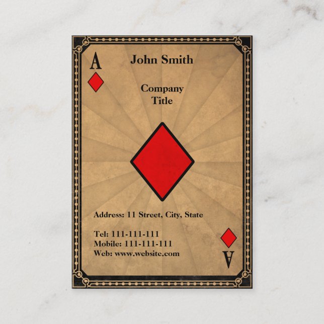 Vintage Ace of Diamonds Business Card (Front)
