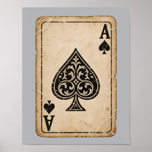 Vintage Ace Of Spades Playing Card Poster