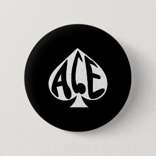 Vintage Ace Of Spades Texas Hold'em Playing Card 6 Cm Round Badge