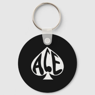 Vintage Ace Of Spades Texas Hold'em Playing Card Key Ring