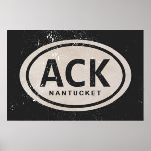 Vintage ACK Nantucket MA Beach Tag Poster