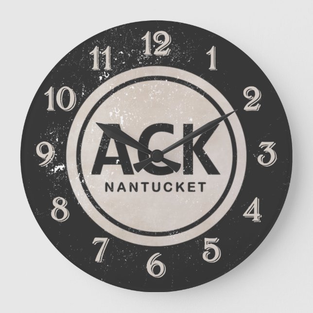 Vintage ACK Nantucket Massachusetts Beach Tag Large Clock (Front)