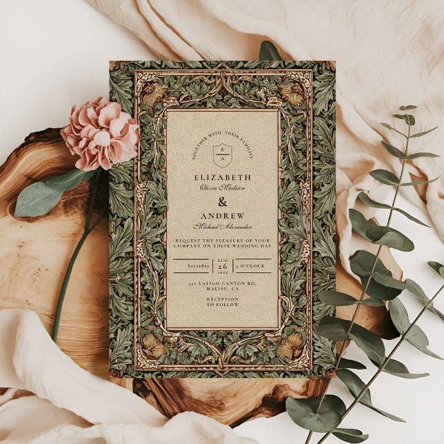 Vintage Acorn Rustic Wedding Invitation (Creator Uploaded)