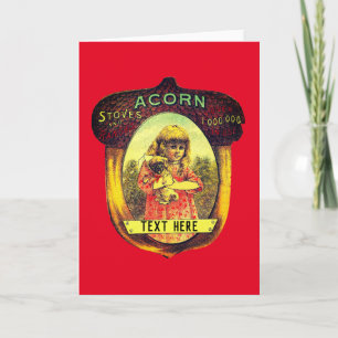 Vintage acorn stove advertisement cute rustic card