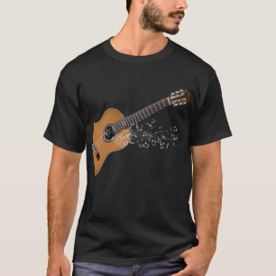Vintage Acoustic Guitar Graphic Musical Notes T-Shirt