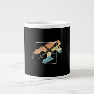 Vintage Acoustic Guitar Silhouette Musician Hippie Large Coffee Mug