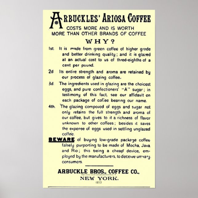 "Vintage-ad ARBUCKLES' ARIOSA COFFEE" Poster (Front)