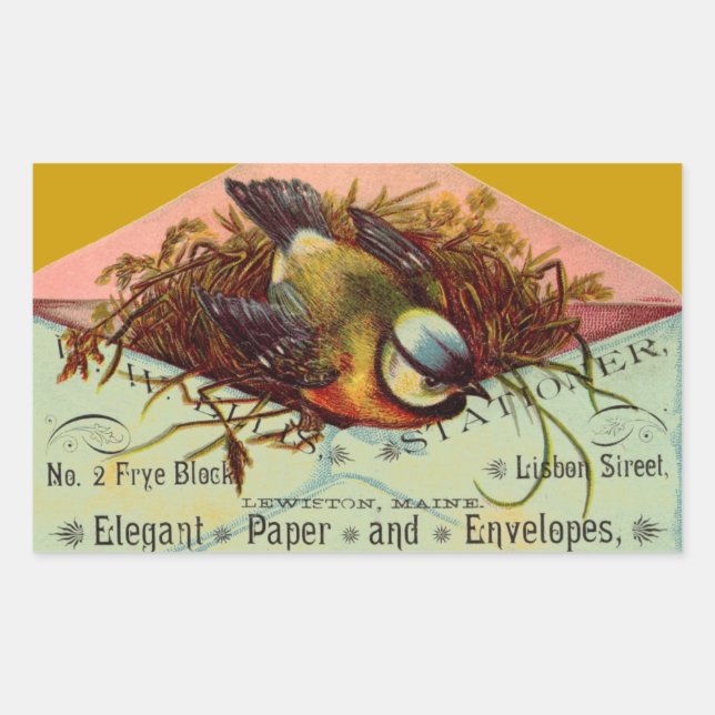 Vintage Ad Bird in Envelope Stickers (Front)