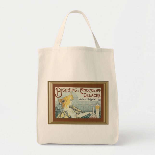 Vintage Ad Biscuits Chocolat Delacre Tote Bag (Front)