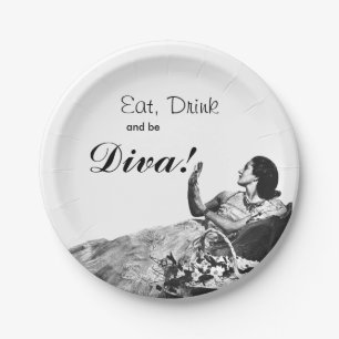 Vintage Ad  “Eat, Drink and be Diva” Paper Plates