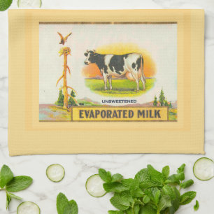 Vintage Ad Evaporated Milk with Cow Tea Towel