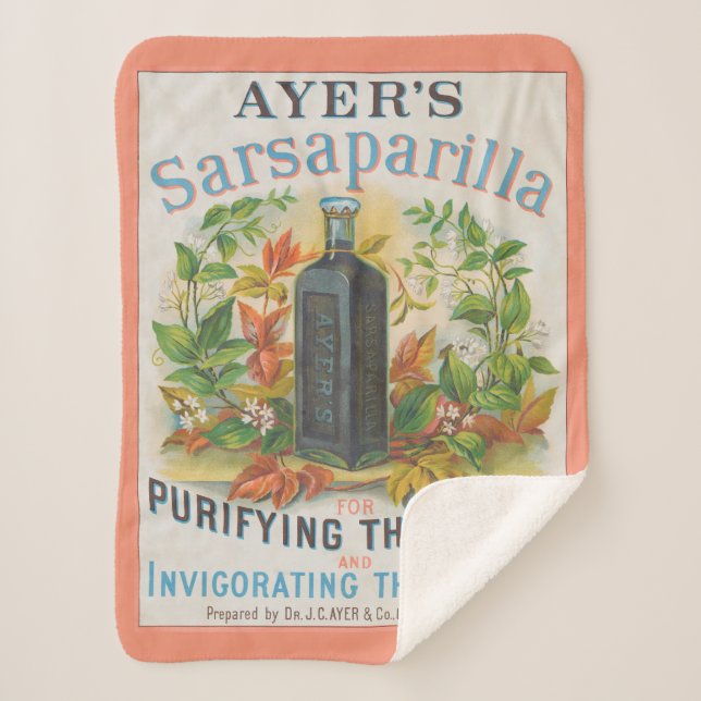 Vintage Ad For Ayer's Sarsaparilla. Sherpa Blanket (Front)