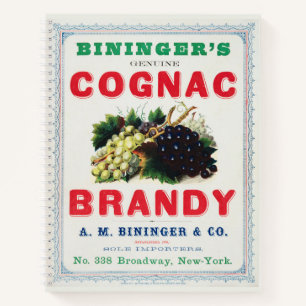 Vintage Ad For Bininger's Cognac Brandy. Notebook
