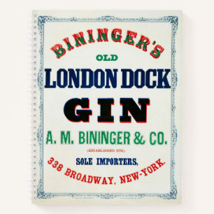 Vintage Ad For Bininger's Old London Dock Gin Notebook