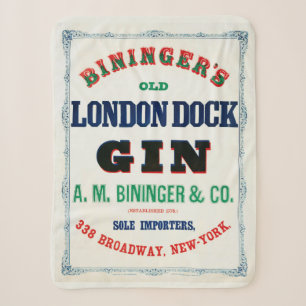 Vintage Ad For Bininger's Old London Dock Gin Sherpa Blanket