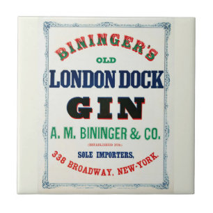 Vintage Ad For Bininger's Old London Dock Gin Tile