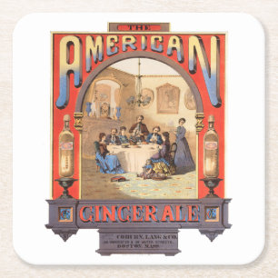Vintage Ad For Coburn, Lang & Company Ginger Ale. Square Paper Coaster