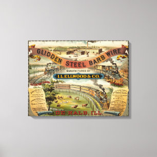 Vintage Ad For Glidden Steel Barb Wire Canvas Print