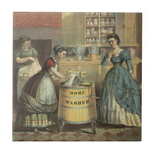 Vintage Ad For Home Washing Machine And Wringer. Tile