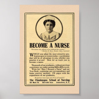 Vintage Ad for How to Become a Nurse, Poster
